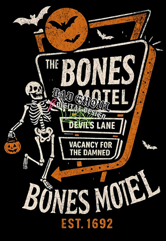Bones Motel PNG Download Black or Dark Fabric Only