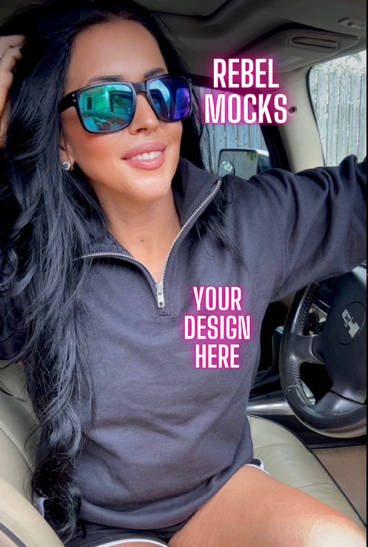 Jerzee Black 1/4 Zip Sweatshirt Model Mock Up