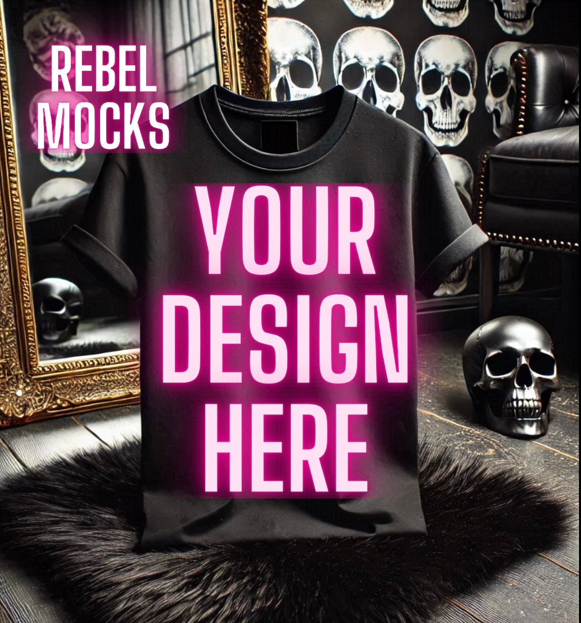 Black Tee Alternative Flat Lay Mock Up