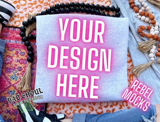 Ash Crewneck Sweatshirt Boho Vibes TRENDING Flat Lay Mock up