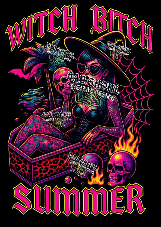 Witch Bitch Summer Black Fabric PNG DOWNLOAD