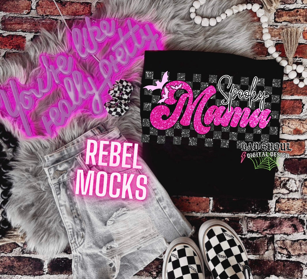 Faux Glitter Spooky Mama and Mini Set BEST ON BLACK PNG Download