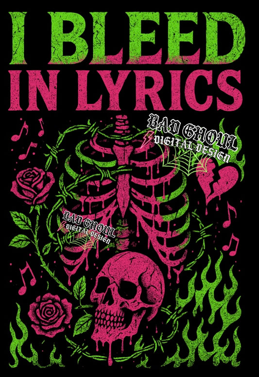I Bleed In Lyrics PNG Download Black Fabric Only