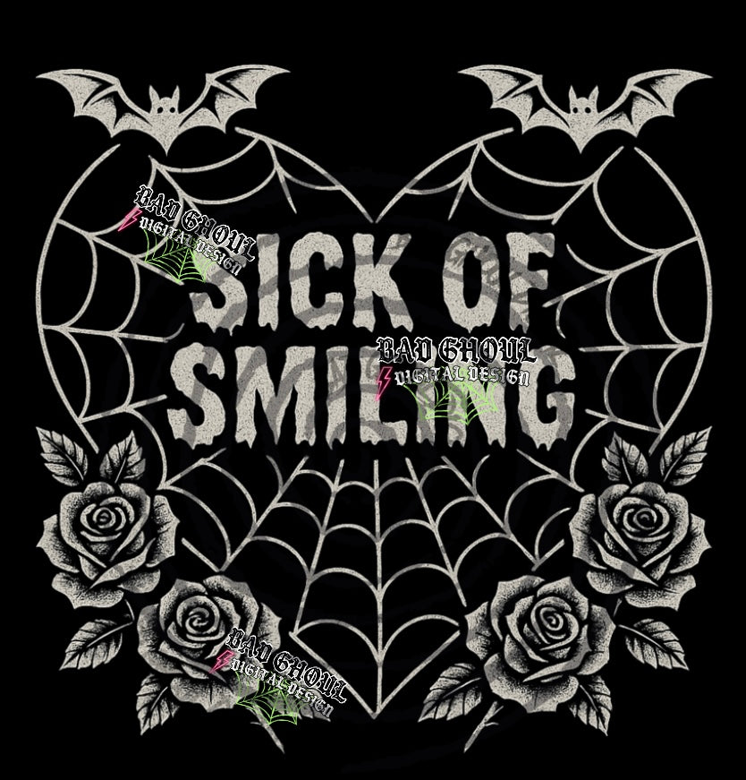 Sick Of Smiling PNG DOWNLOAD black fabric only