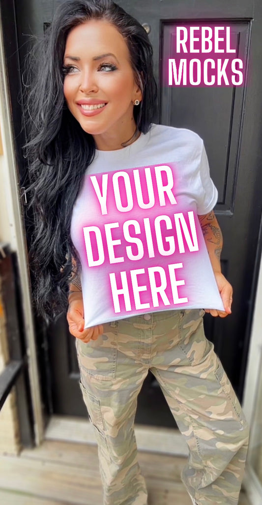 White Tee Model Mock Up Edgy Vibes