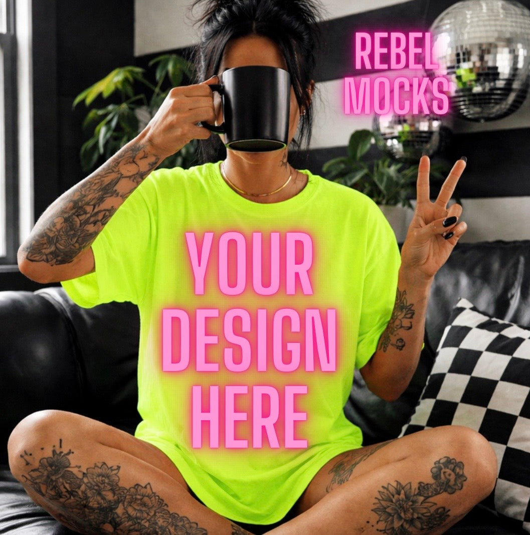 Safety Green Tee | Edgy Alternative Mock Up