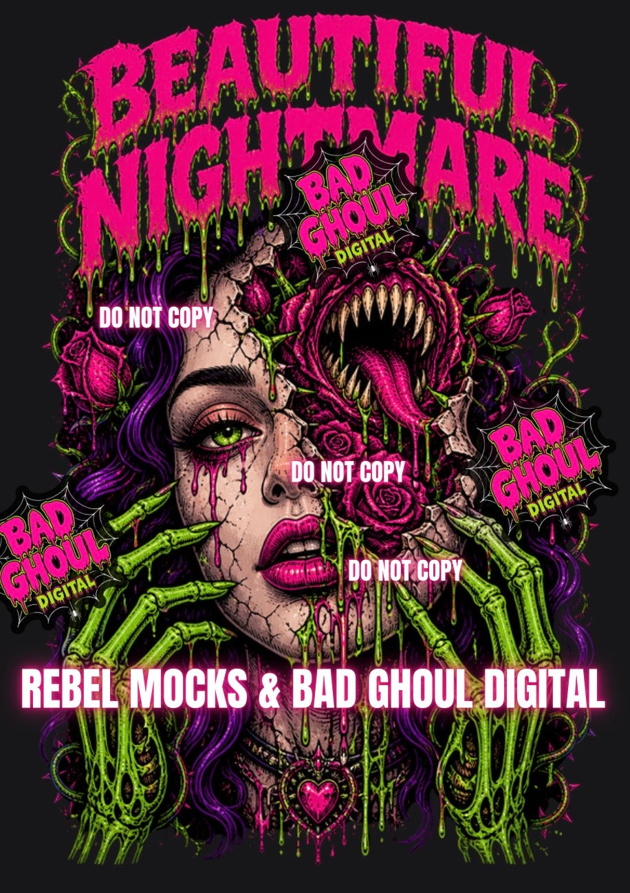 Beautiful Nightmare| Black Fabric|PNG DOWNLOAD