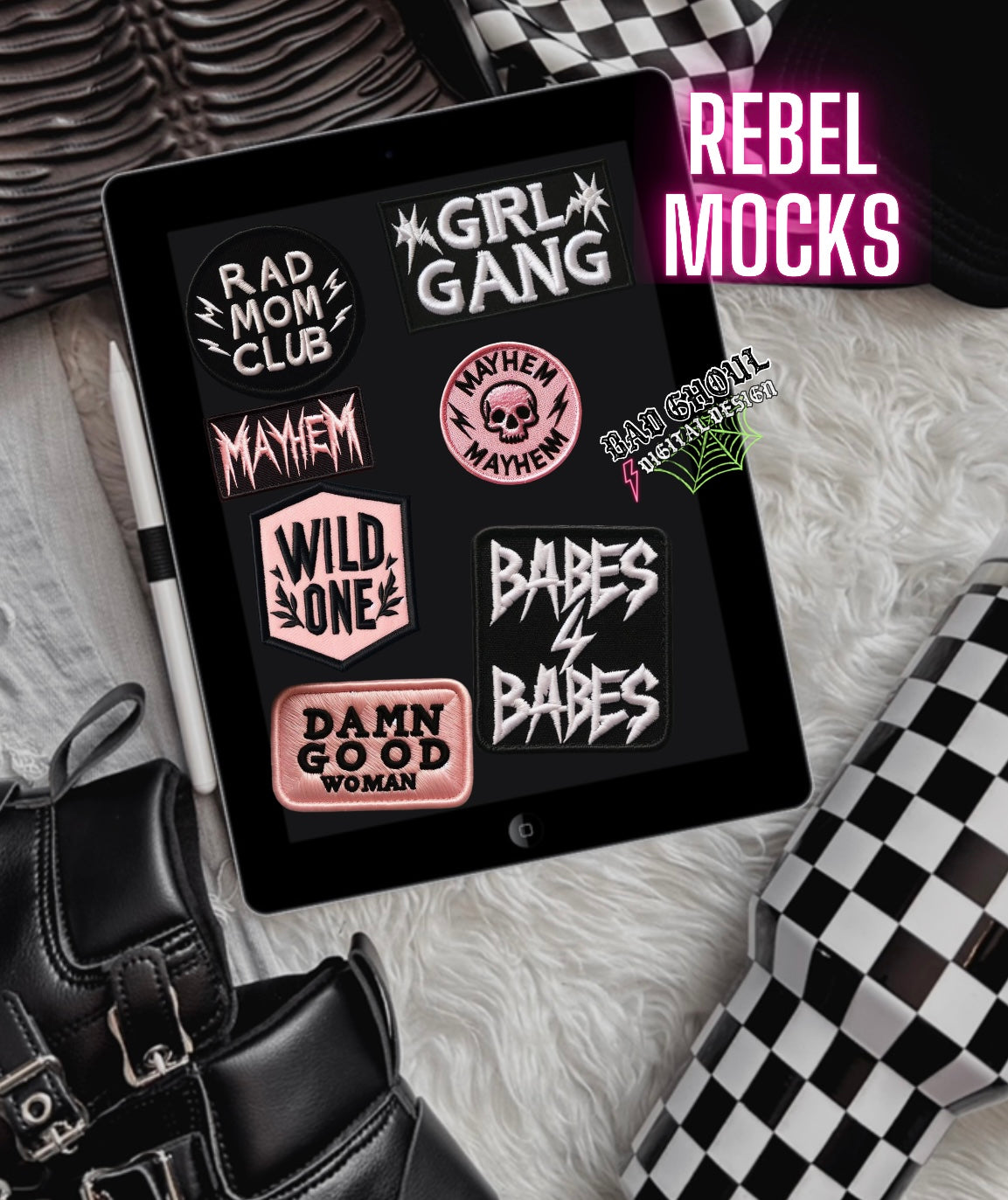 Faux embroidered patch bundle PNG Download