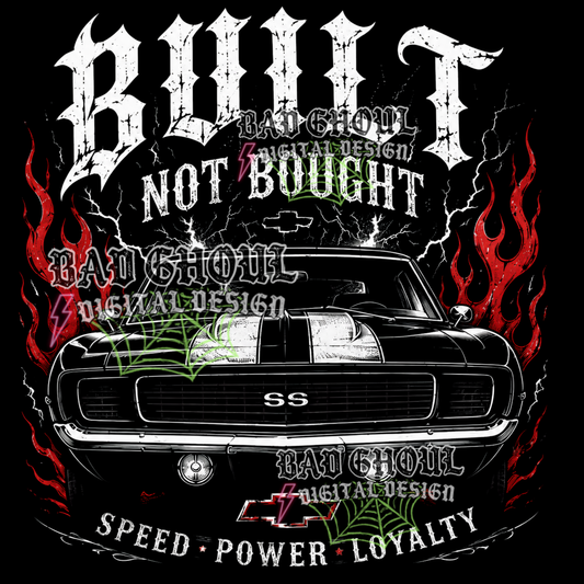 Built not Bought - Classic Car | PNG DOWNLOAD | Black Fabric Only