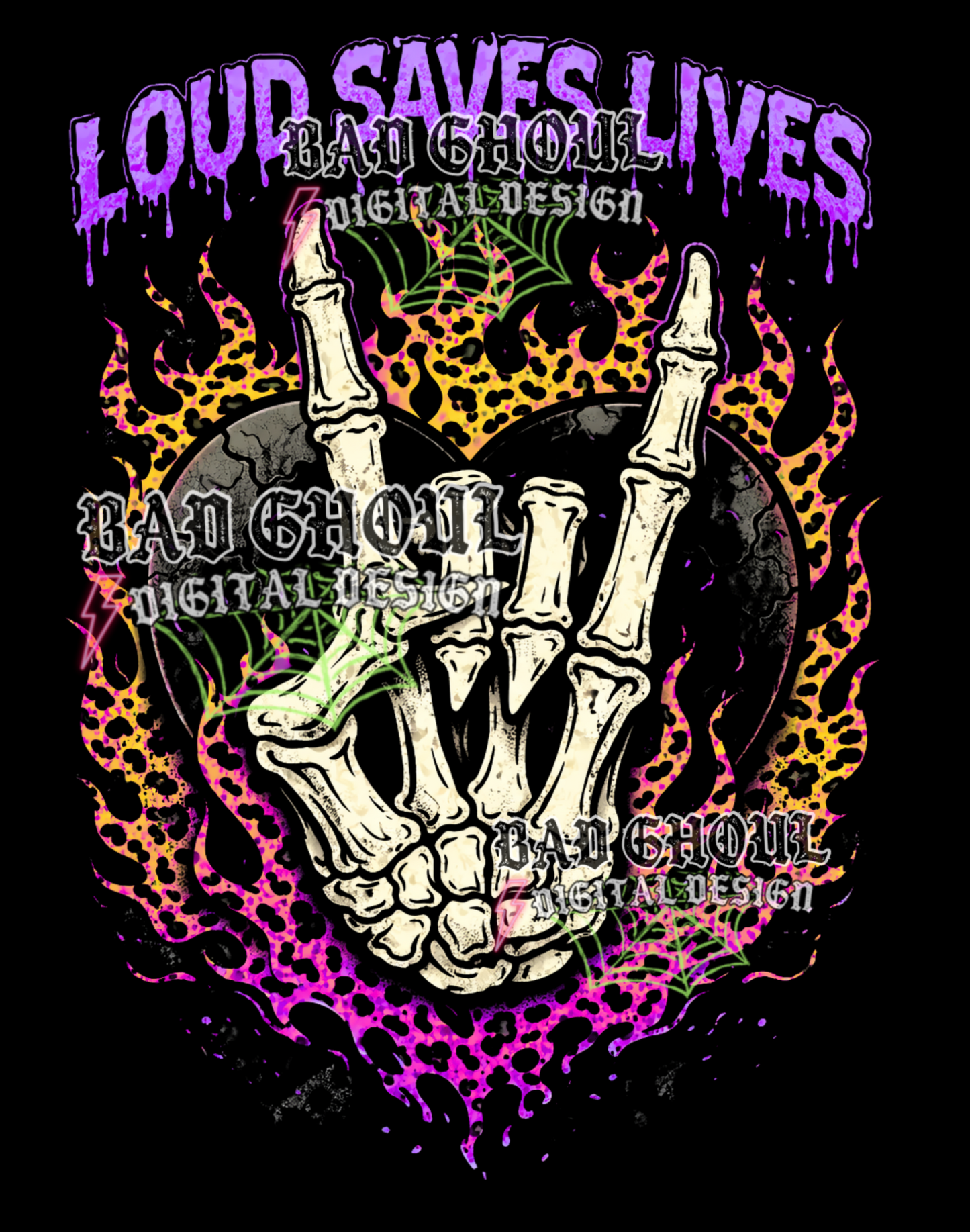 Loud Saves Lives - Skellie Rock Hand |  PNG DOWNLOAD BLACK FAB ONLY