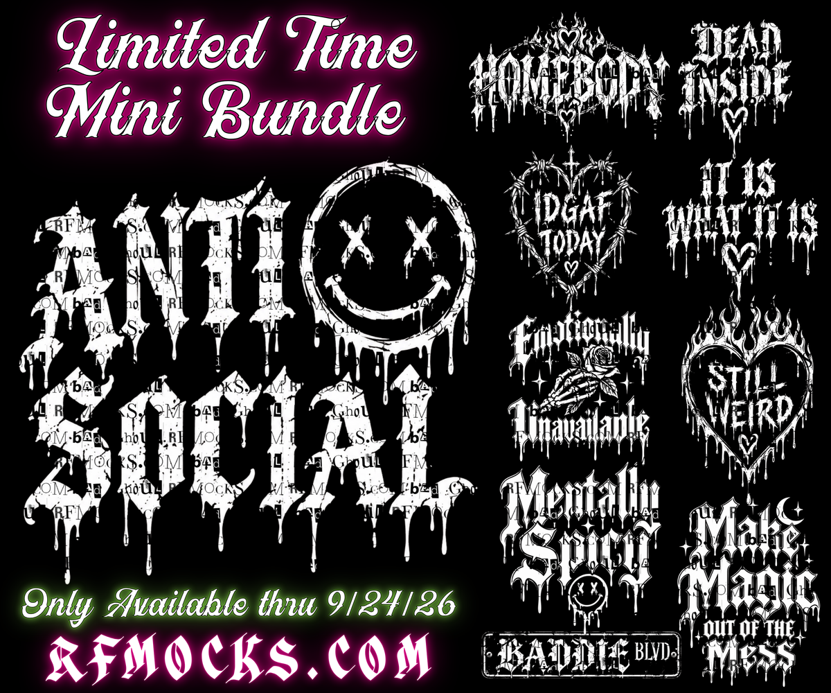 Anti Social  | Limited Time Mini Bundle | PNG DOWNLOAD BLACK FAB ONLY