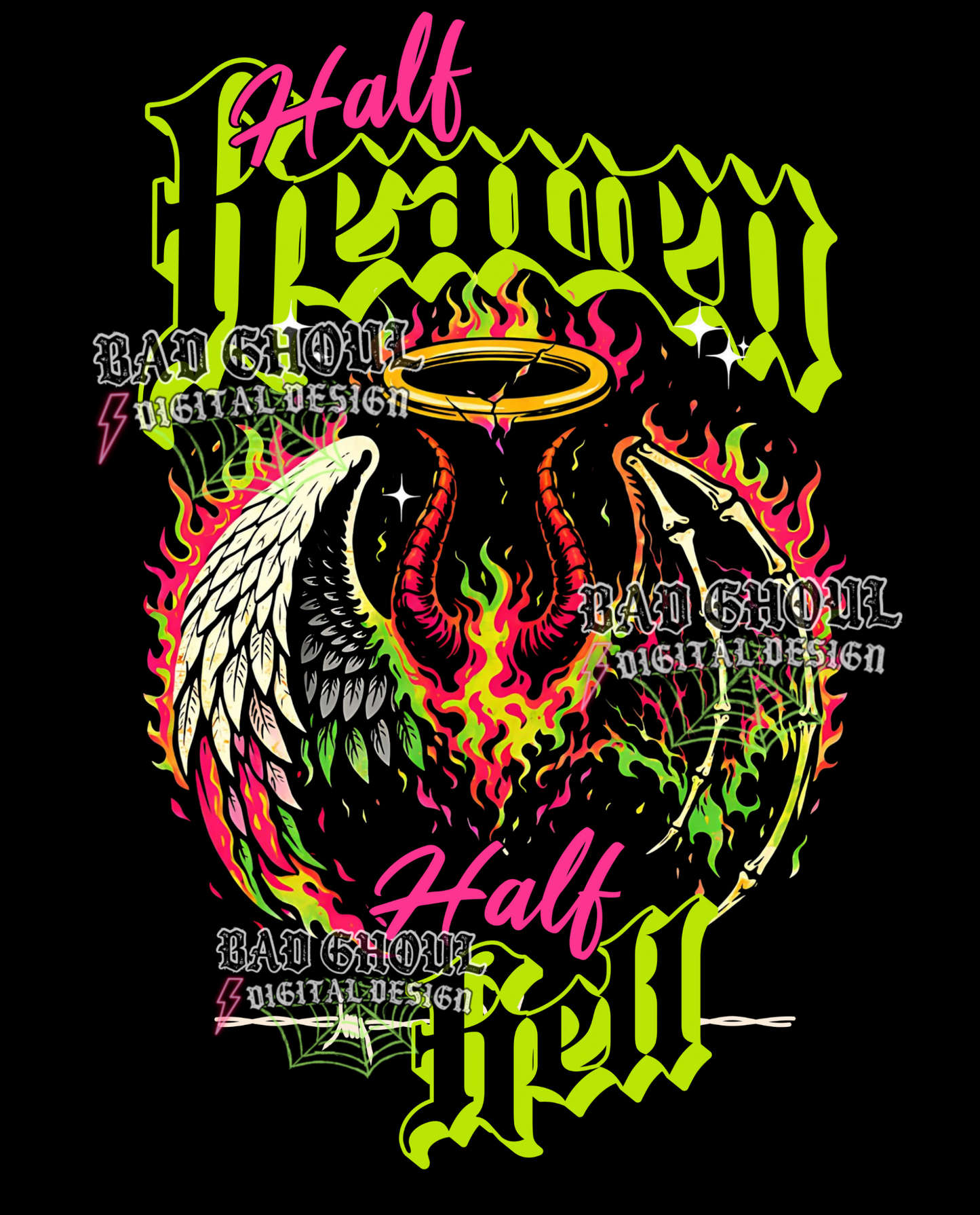 Half Heaven Half Hell | PNG DOWNLOAD BLACK FAB ONLY