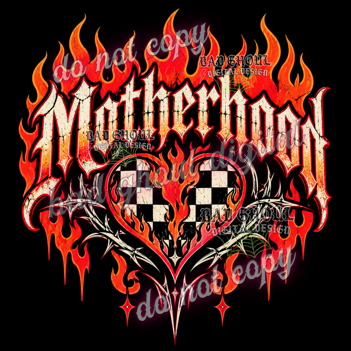 Motherhood | Fire Heart I  PNG DOWNLOAD BLACK FAB ONLY