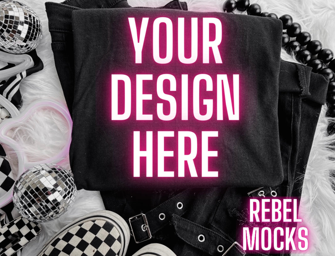 Black Alt Emo Grunge Goth Spooky Flat Lay Trending Mock Up