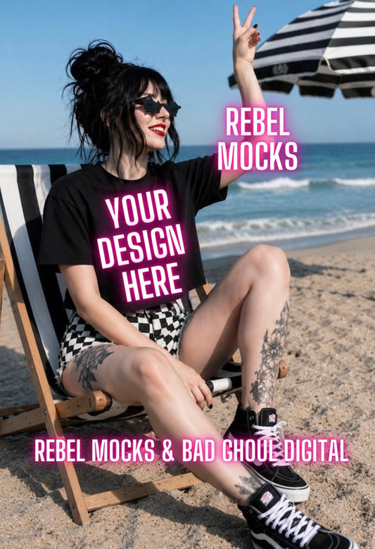 Black Tee|Edgy Alternative Summer Mock Up