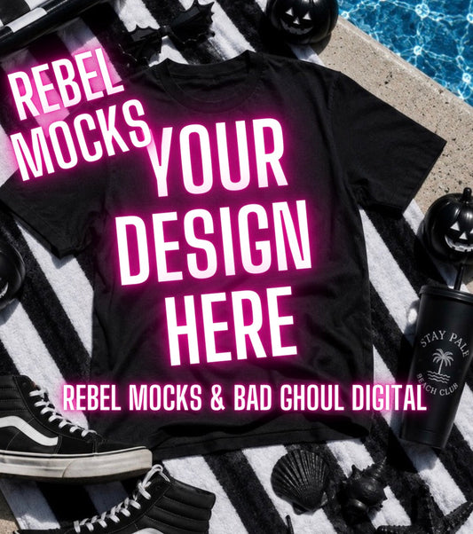 Black Tee|Edgy Summer Alternative Mock Up