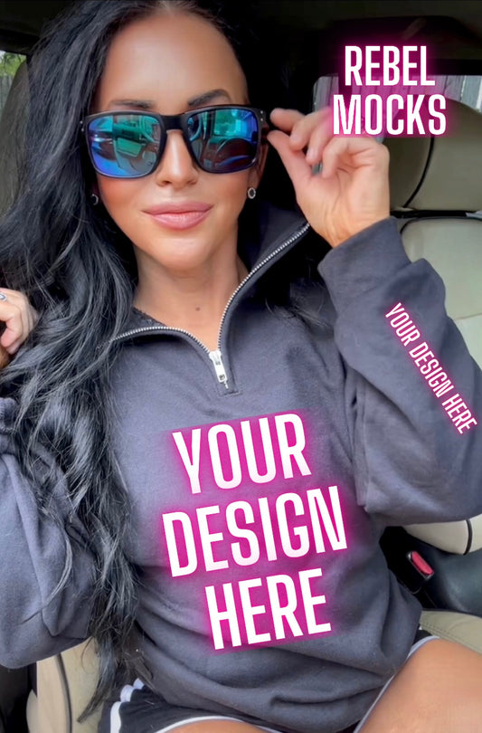 Jerzee Black 1/4 Zip Sweatshirt Model Mock Up