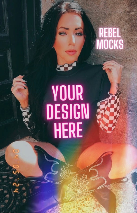 Grunge Effect IRL Black Tee Mock Up
