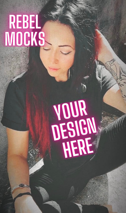 Grungy Alt Vibez Black Tee Model Mock Up