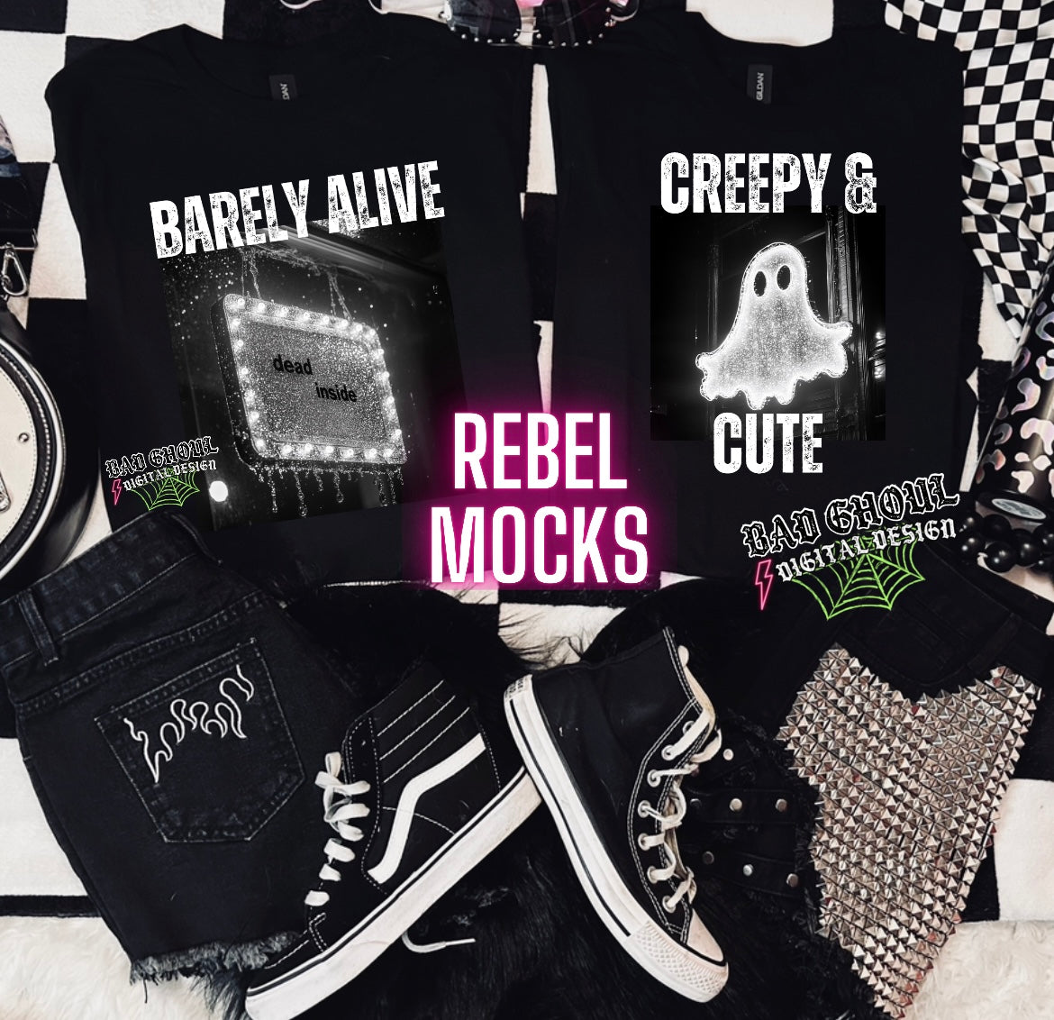Goth Alt Style White Bundle PNG Download