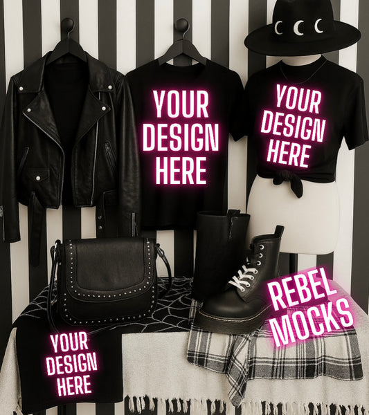 Black Tee Goth Edgy Alternative Mock  Up
