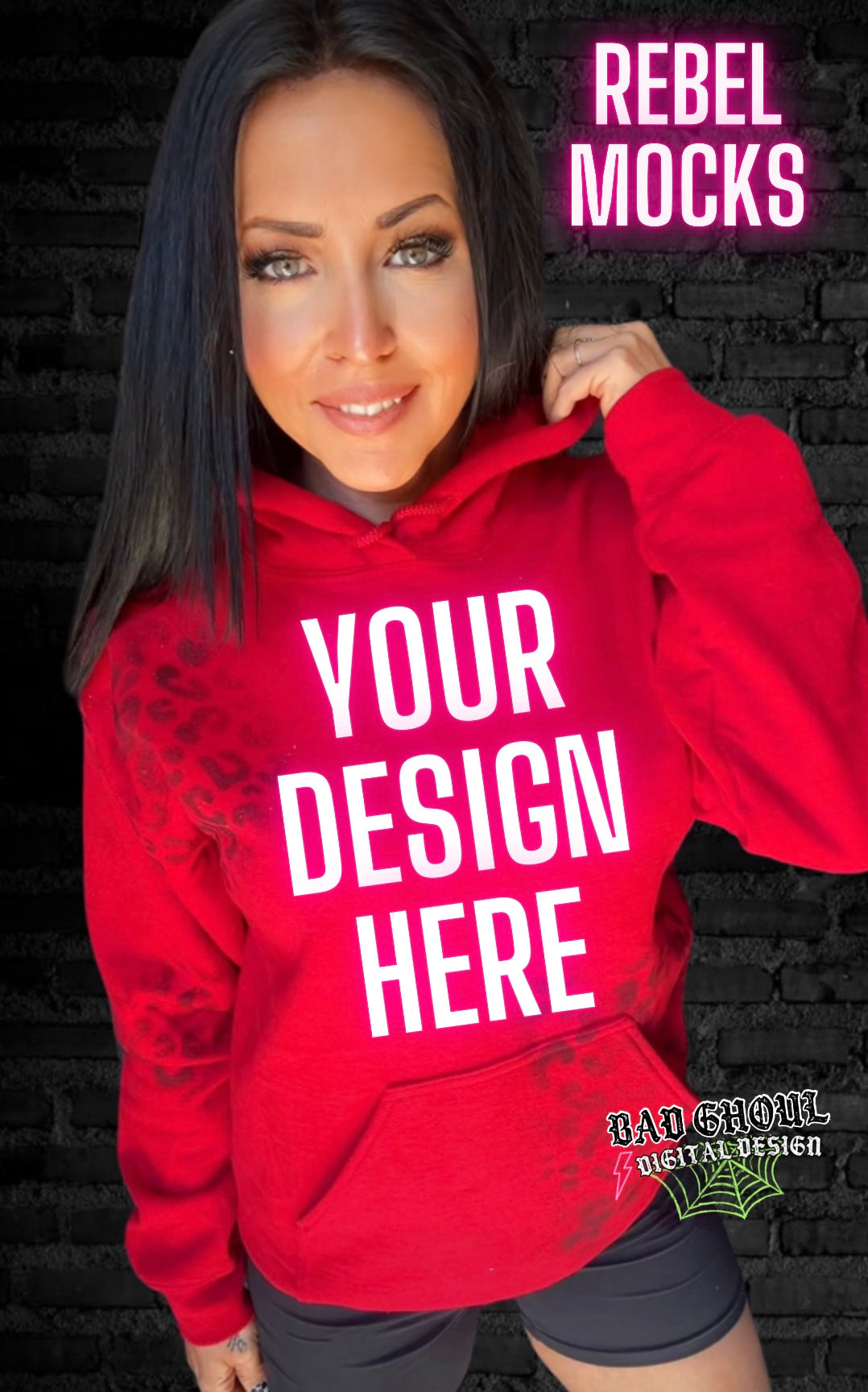 Red & Black Cheetah Hoddie IRL Model Mock VIBIN