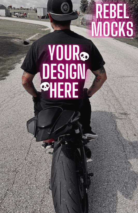 MOTO Mens Back Black Tee Edgy Trendy Mock Up
