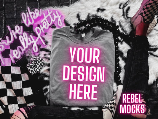 Charcoal Gray Flat Lay Mock Up Trendy Edgy Vibes Sub Friendly