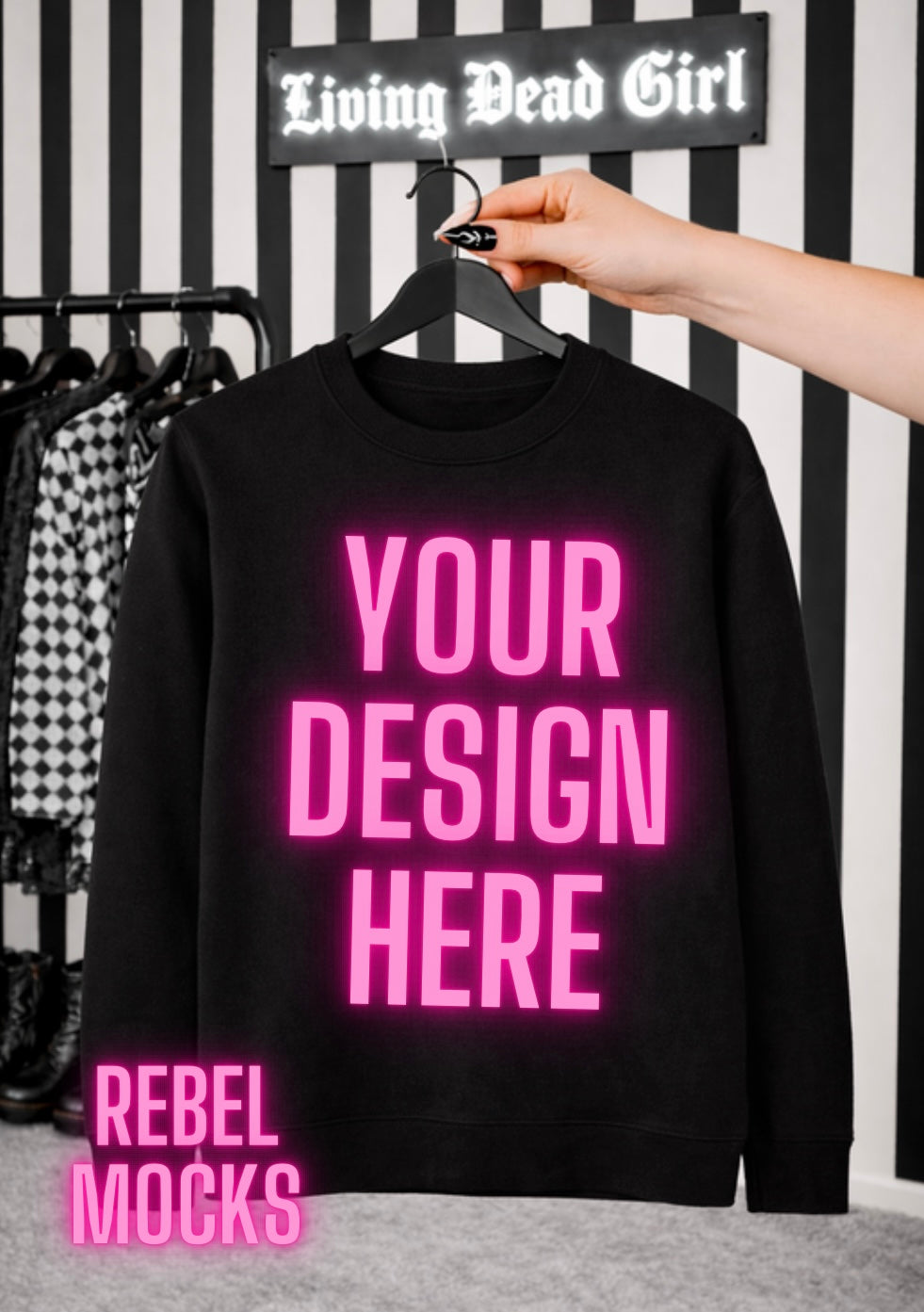Black Sweatshirt | Edgy Alternative Mock Up
