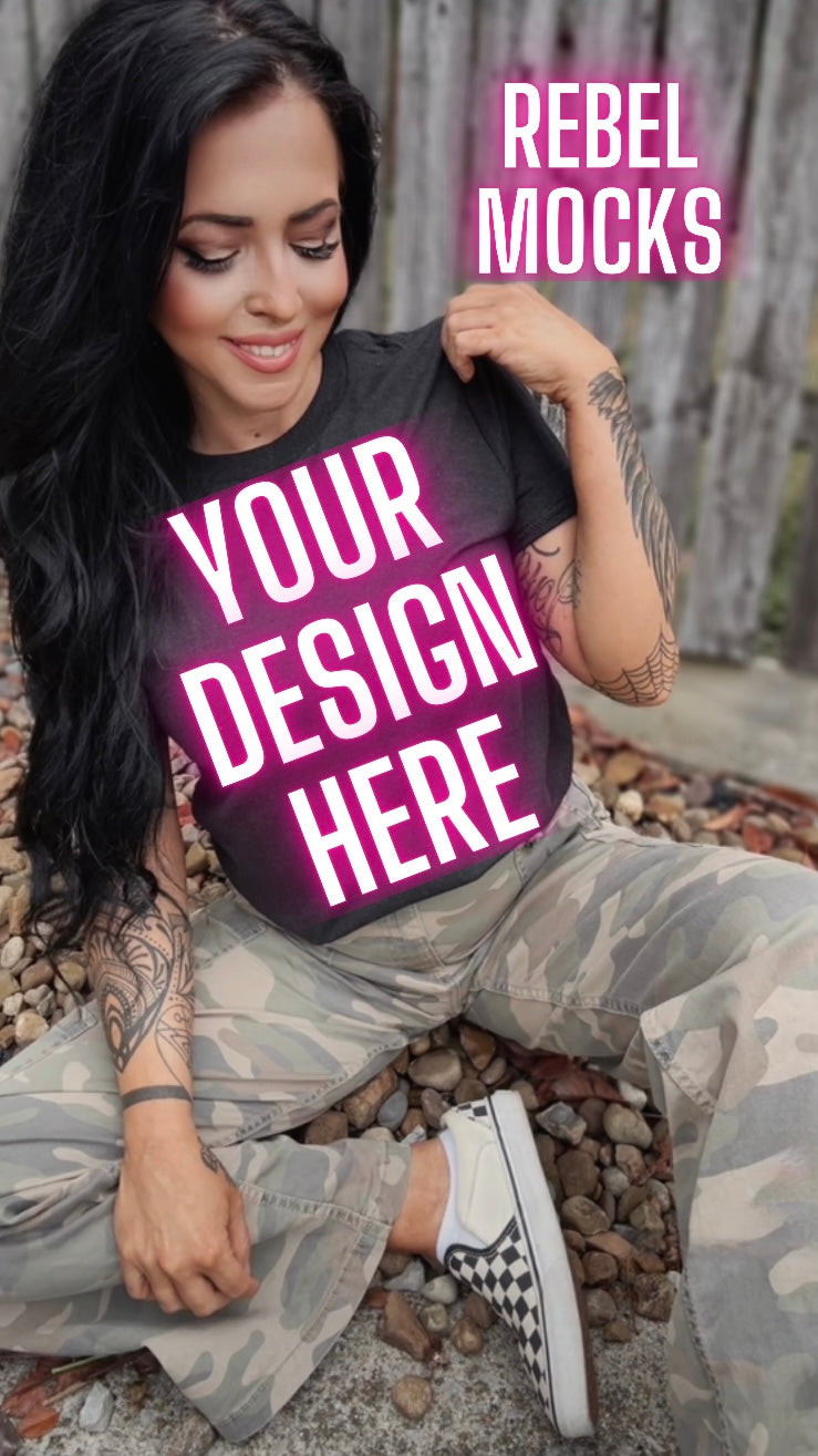 Dark Heather Tee Model Mock Up Edgy Vibes