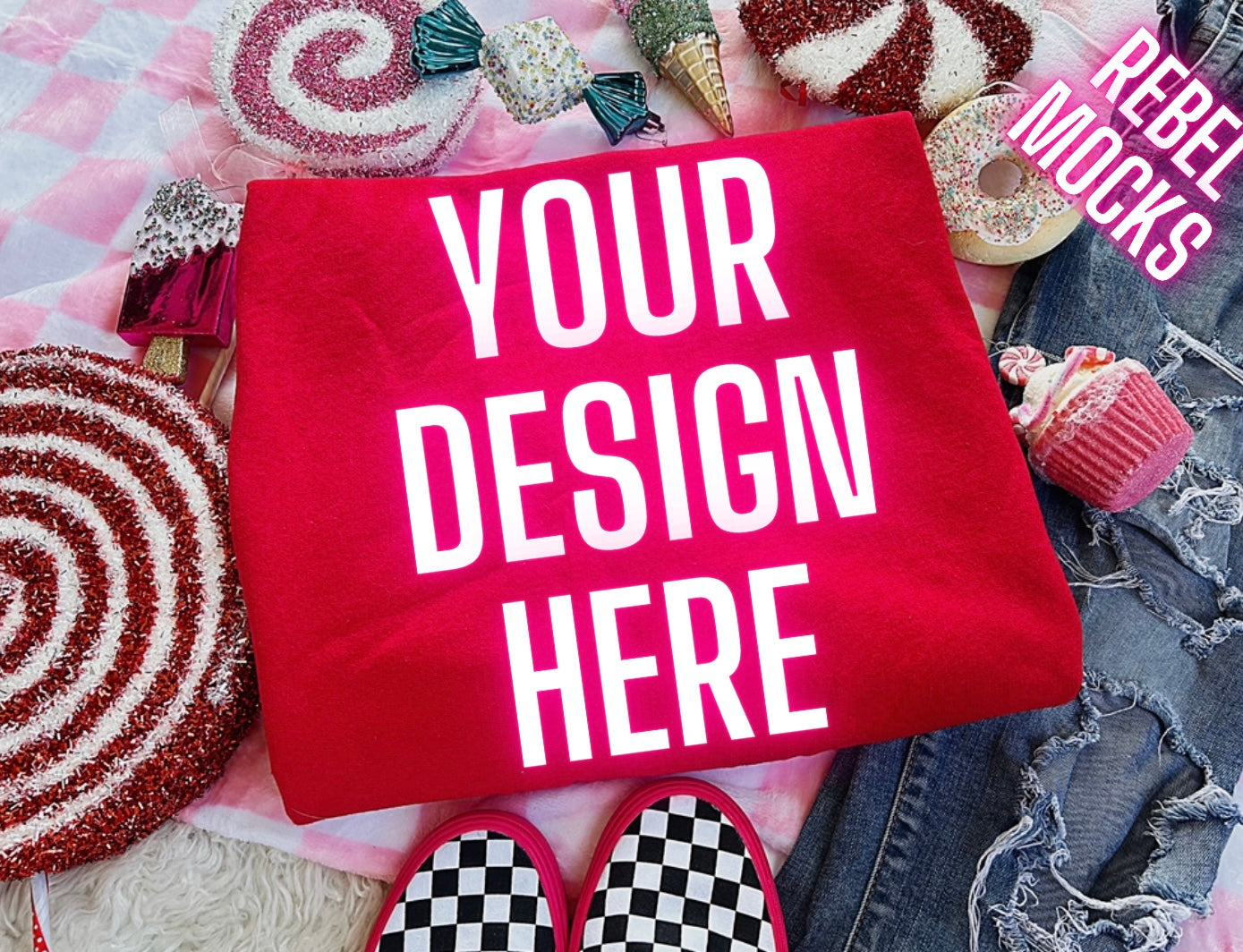 Red Flat Lay Mock Up TRENDING