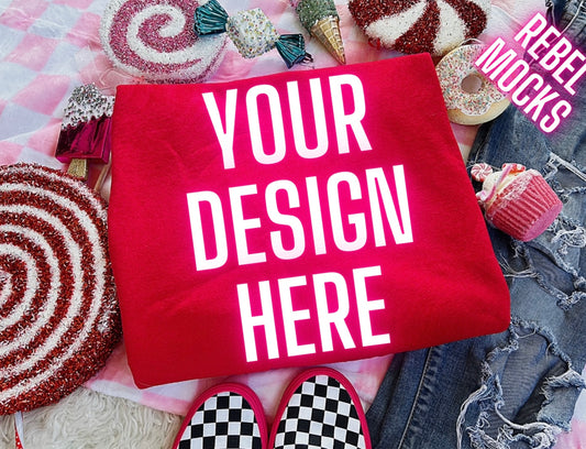 Red Flat Lay Mock Up TRENDING