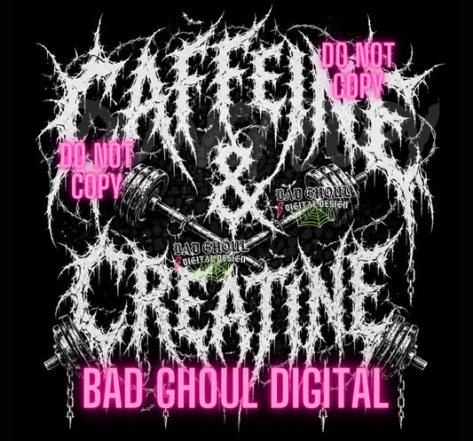 Caffeine & Creatine| PNG DOWNLOAD | Black Fabric Only