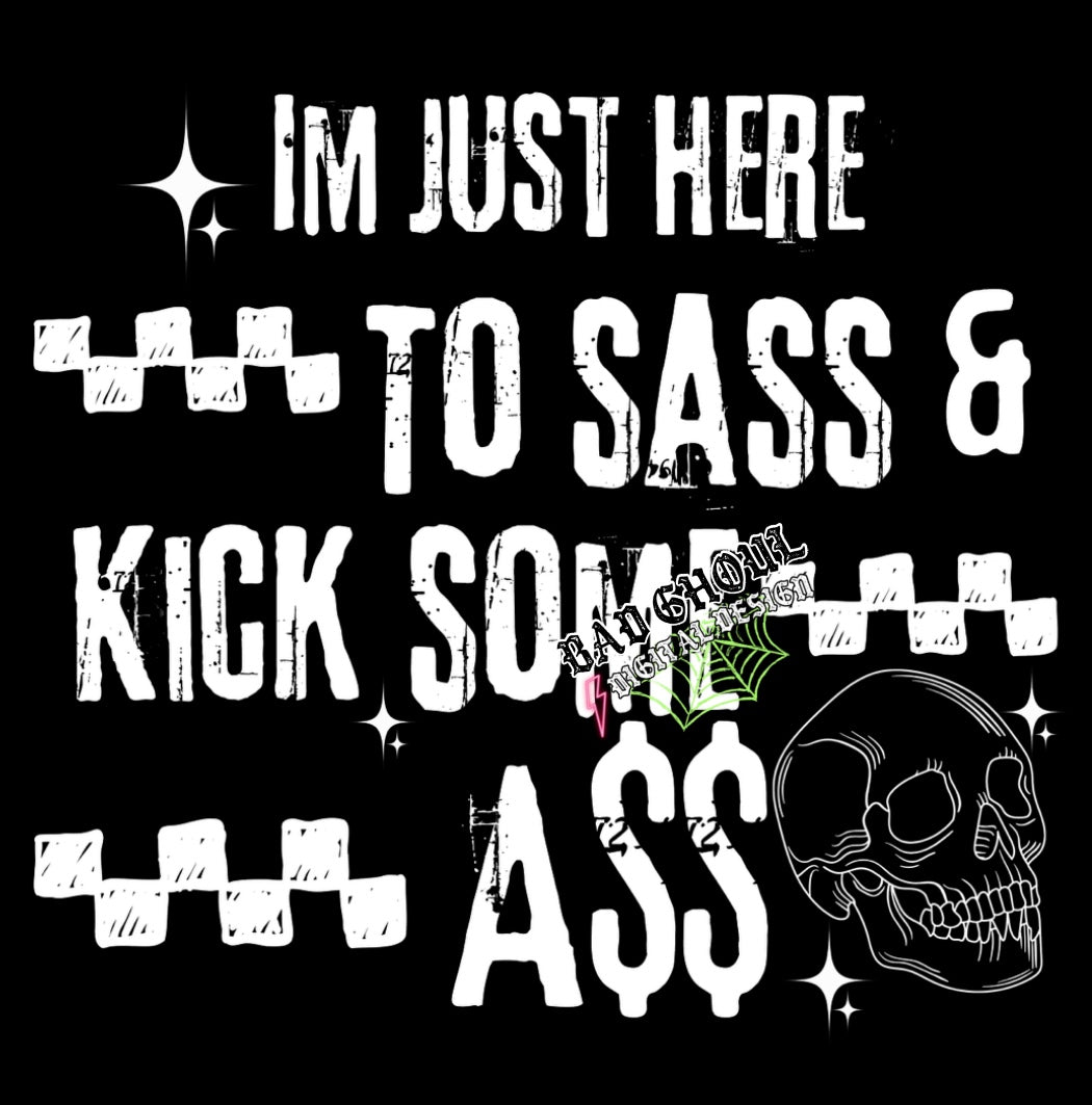 Sass & Kick Some Ass PNG Download 2 files black and white