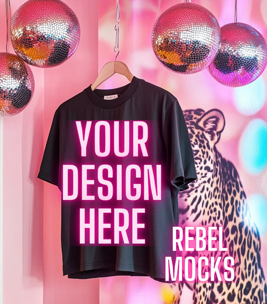 Black Tee Trendy Flat Lay Mock Up