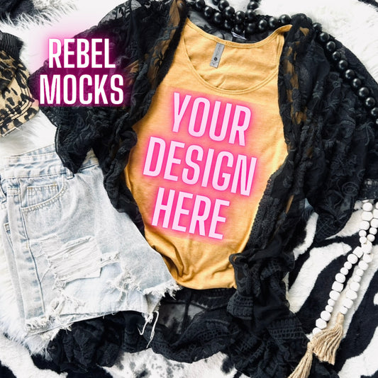 VIBIN Next Level Antique Gold Flat Lay Mock UP
