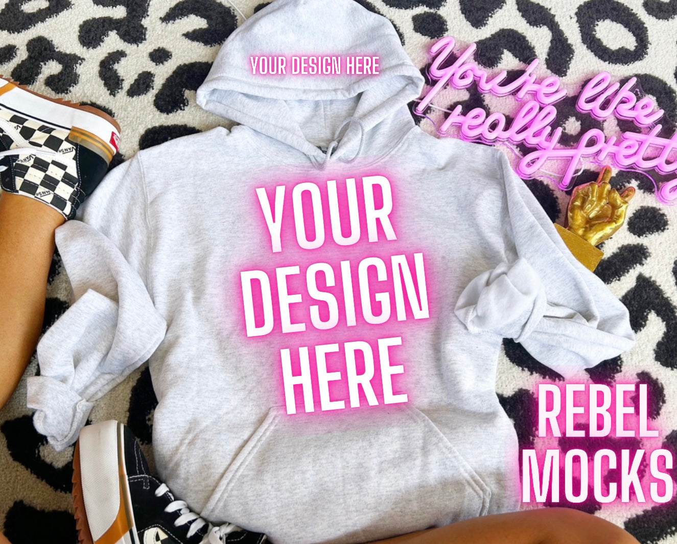 Ash Gray Hoodie Flat Lay Mock Up TRENDING