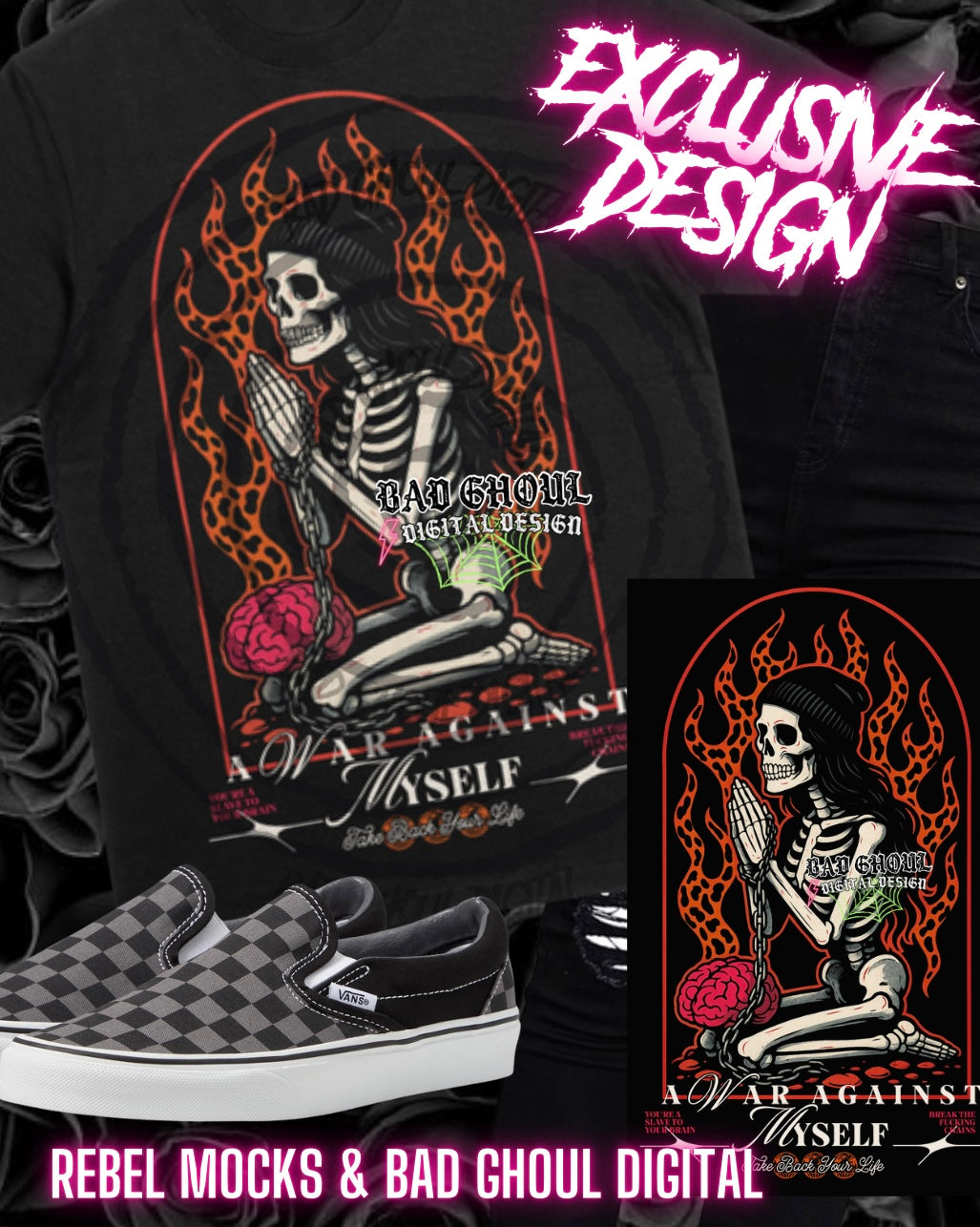 Exclusive War Against Myself - Break The Chains  PNG DOWNLOAD Black Fabric Only