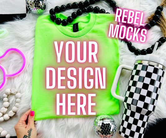 Neon Green Flat Lay Trending Mock Up Flat Lay