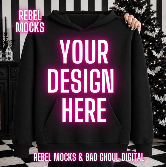 Black Hoodie |Edgy Holiday Alternative Mock Up