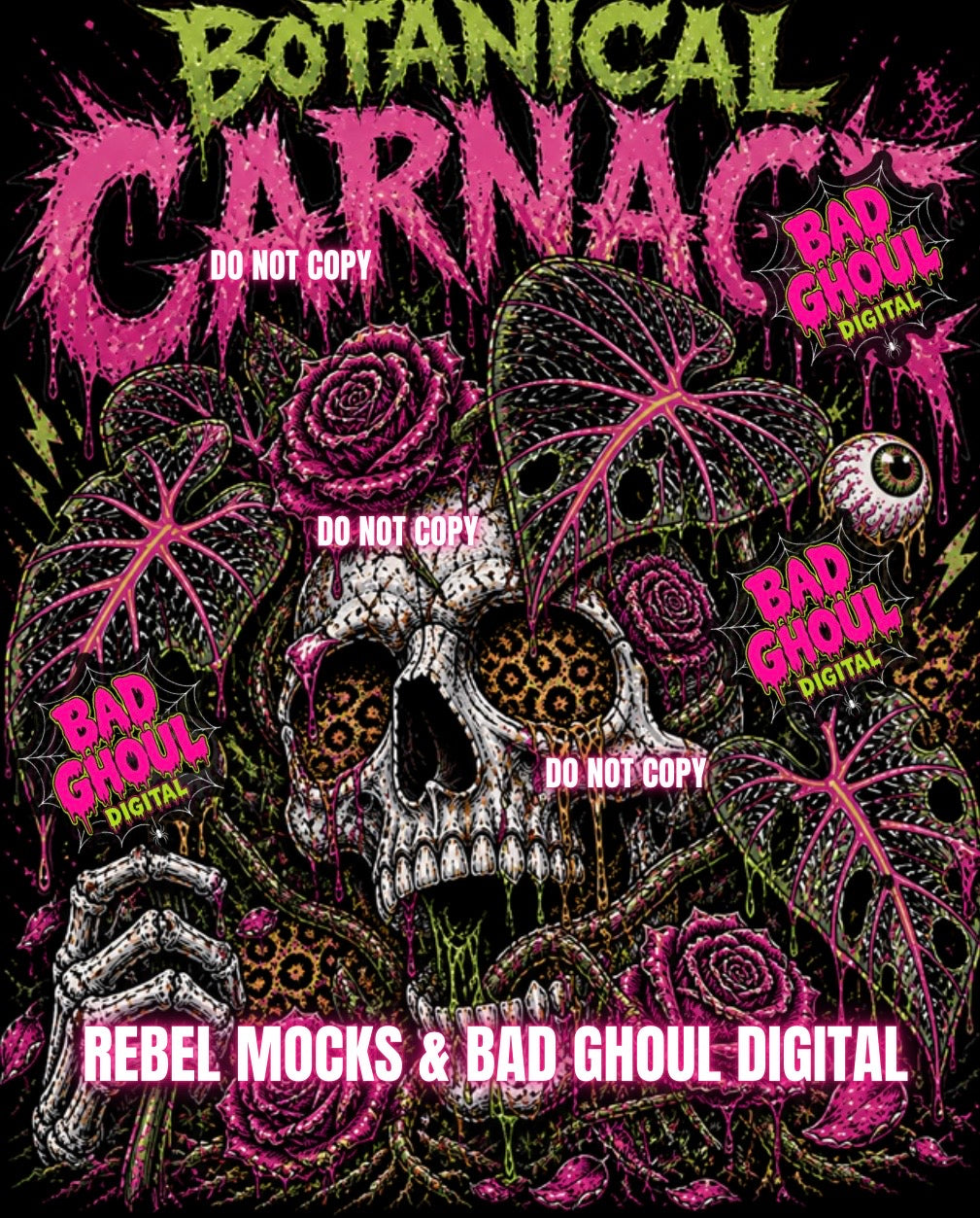 Botanical Carnage |Black Fabric|PNG DOWNLOAD