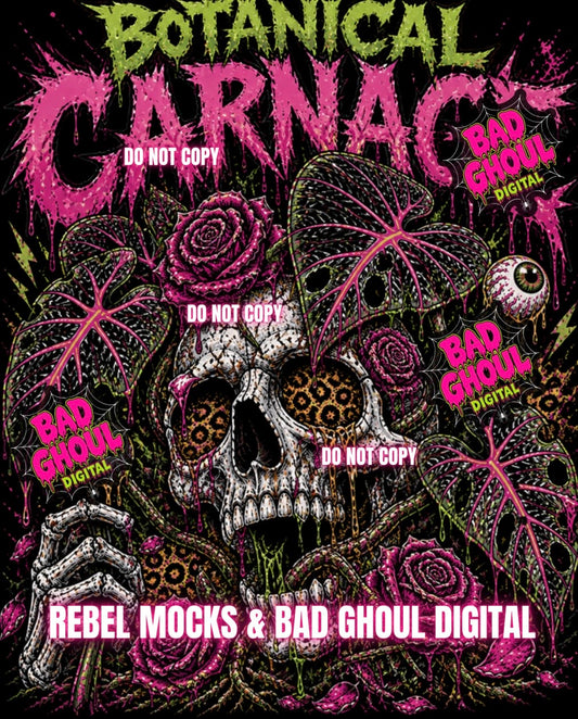 Botanical Carnage |Black Fabric|PNG DOWNLOAD