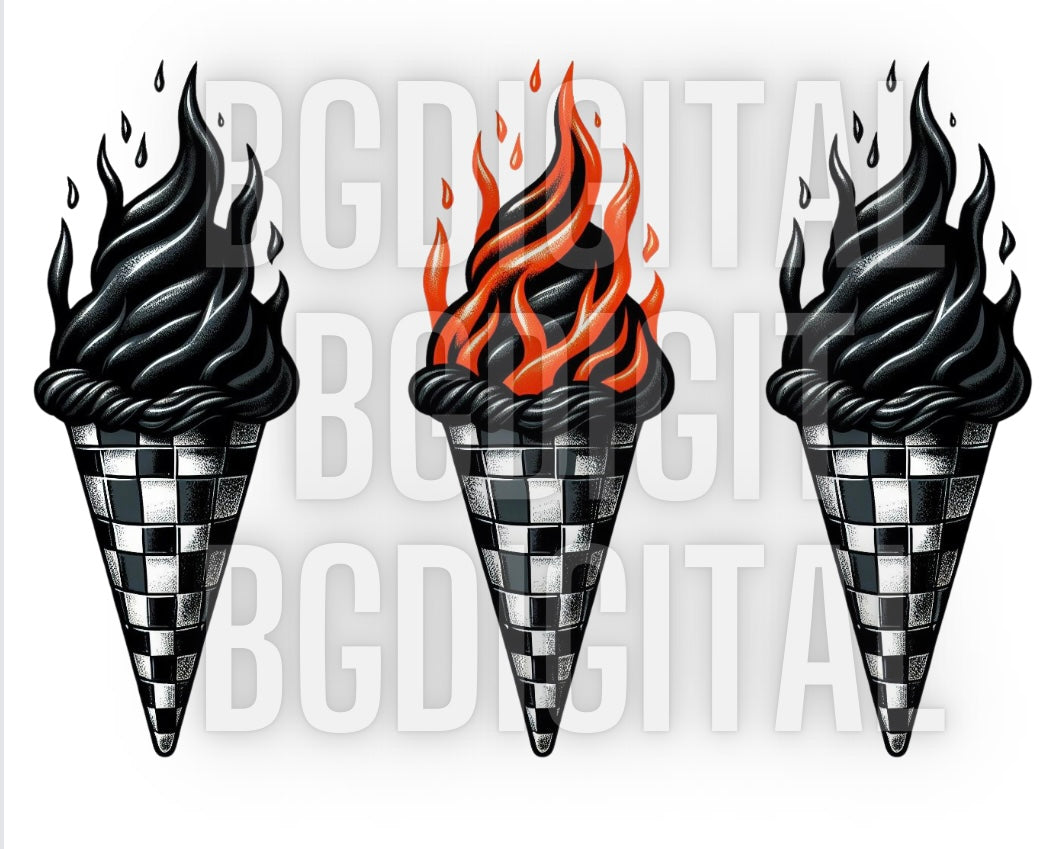 Black Ice Cream “SCREAMO” with Checkers PNG Download