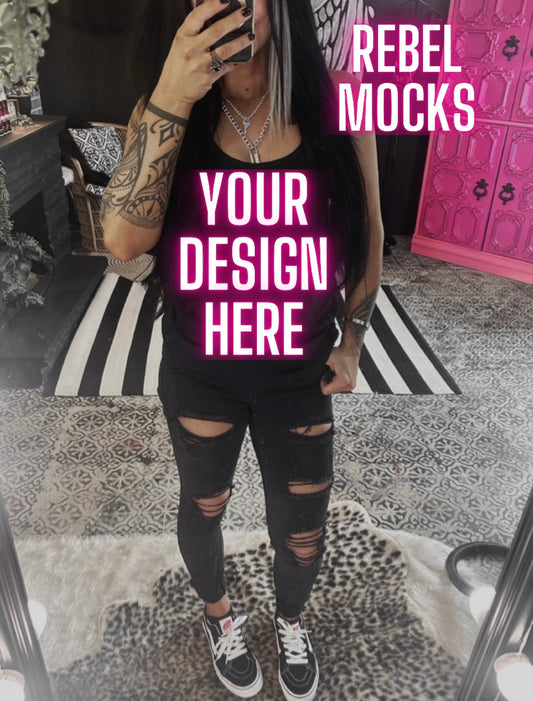 Black tank Emo Vibes Model Mock Up