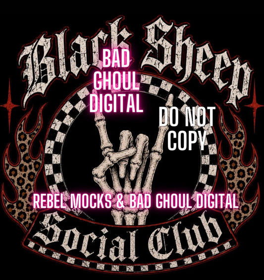 Black Sheep Social| PNG DOWNLOAD | Black Fabric Only