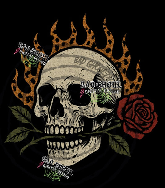 Skull & Roses PNG DOWNLOAD Black Fabric Only