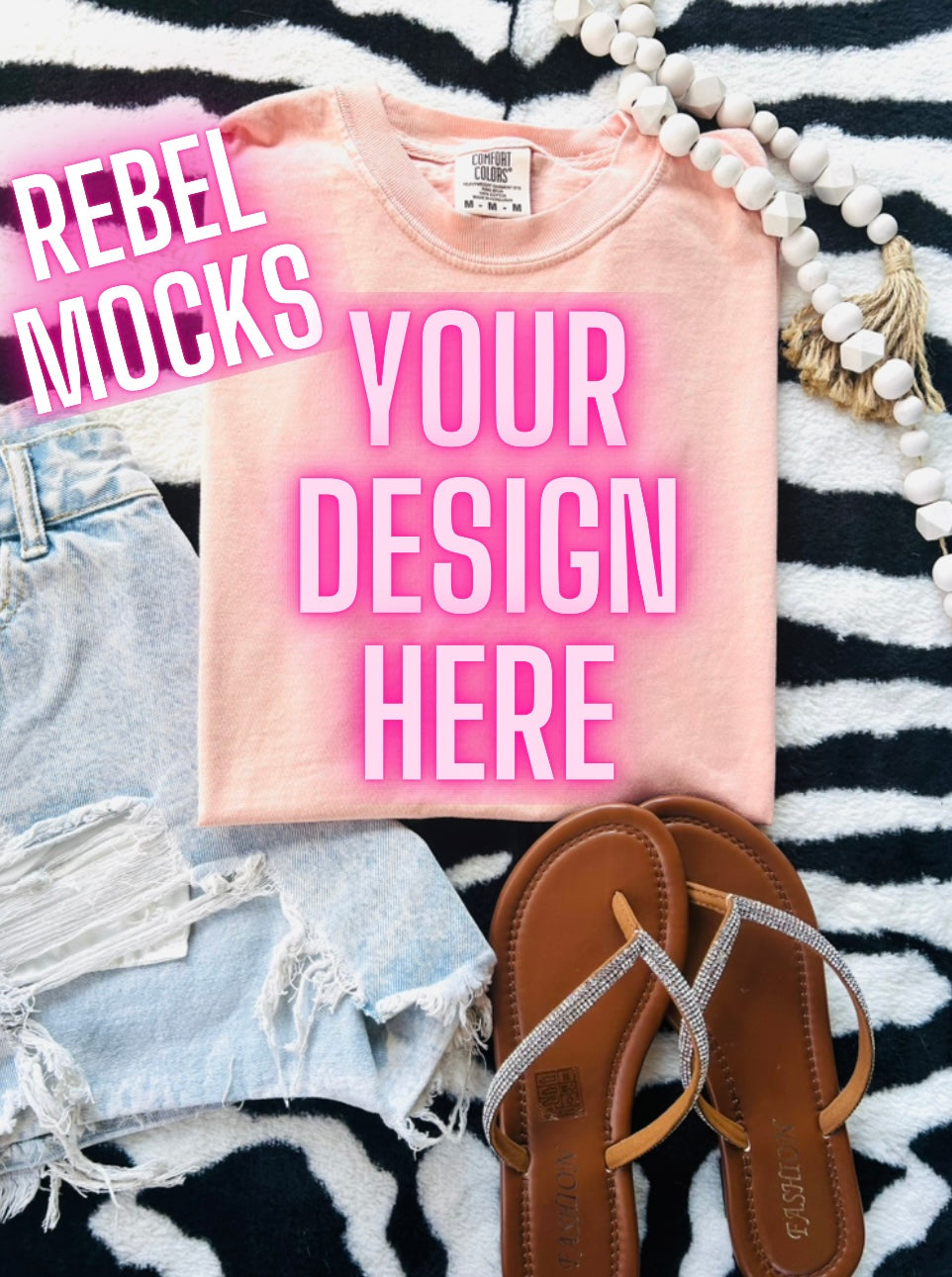 Comfort Colors Peachy Tee Flat Lay Mock UP