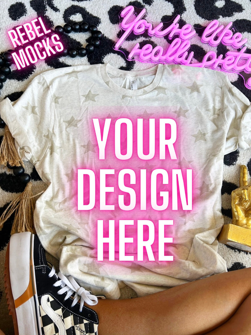 Code Five Stars Tee Flat Lay Mock Up TRENDING