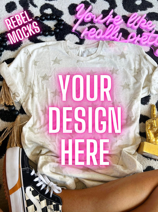 Code Five Stars Tee Flat Lay Mock Up TRENDING