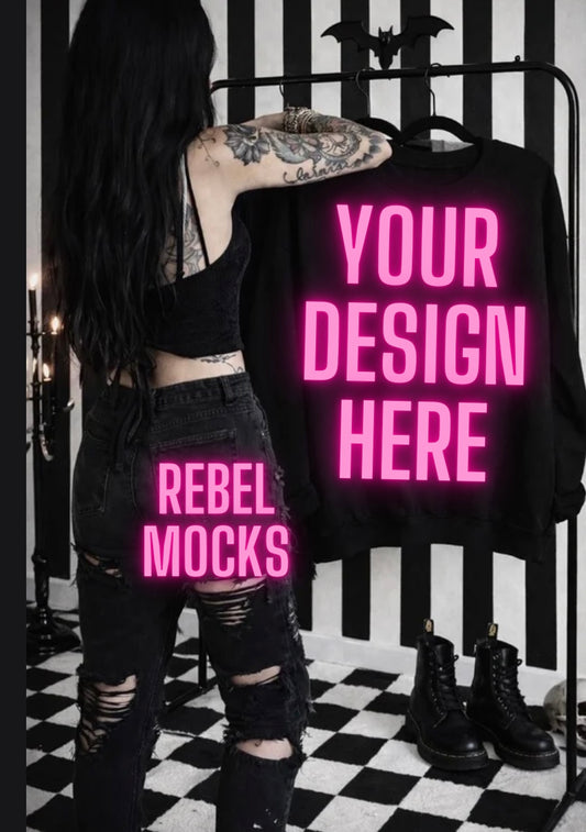 Black Crew| Edgy Alternative Mock Up